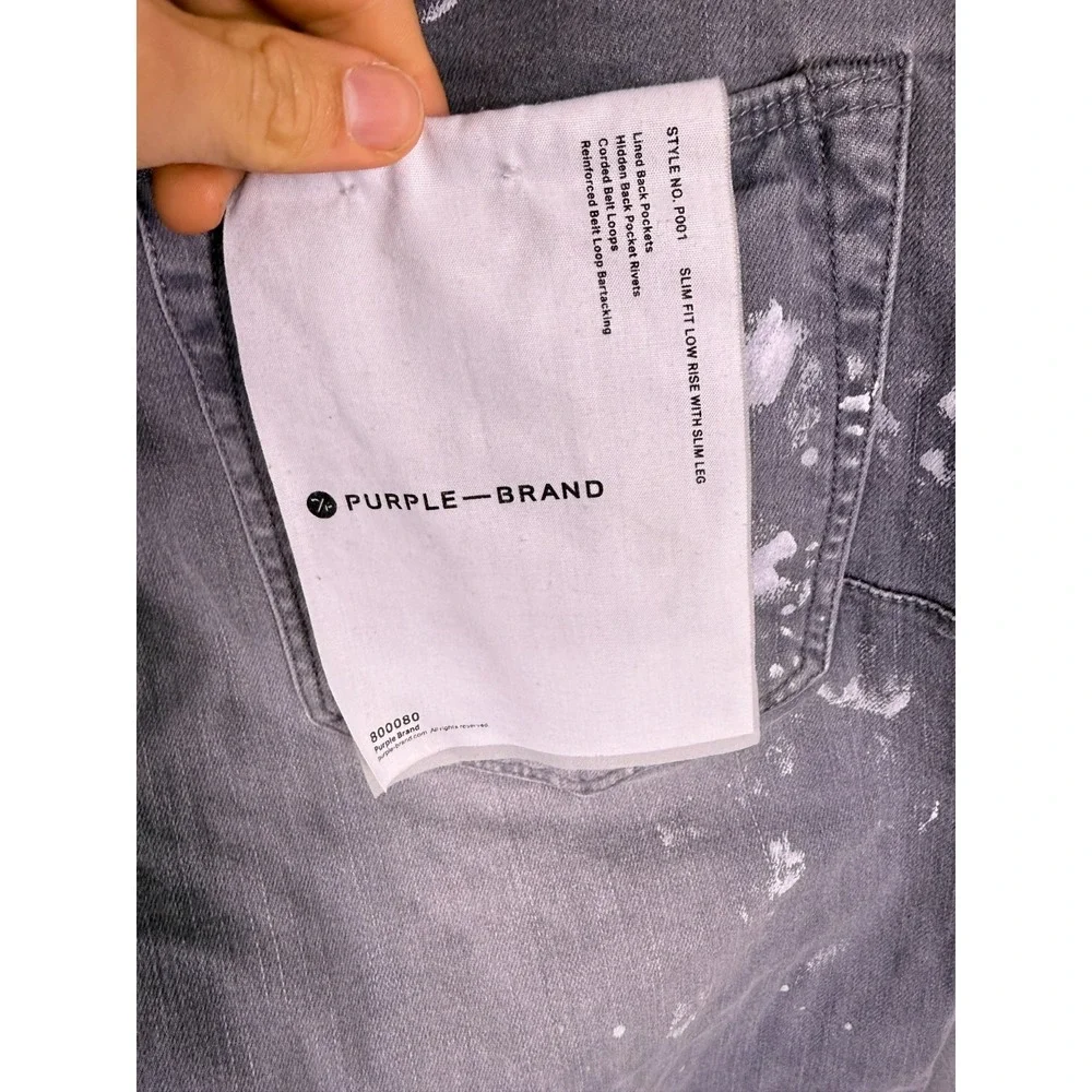 Purple‎ Brand Mens Jeans 36x34 Denim Distressed Low Rise Slim Fit P001 Designer